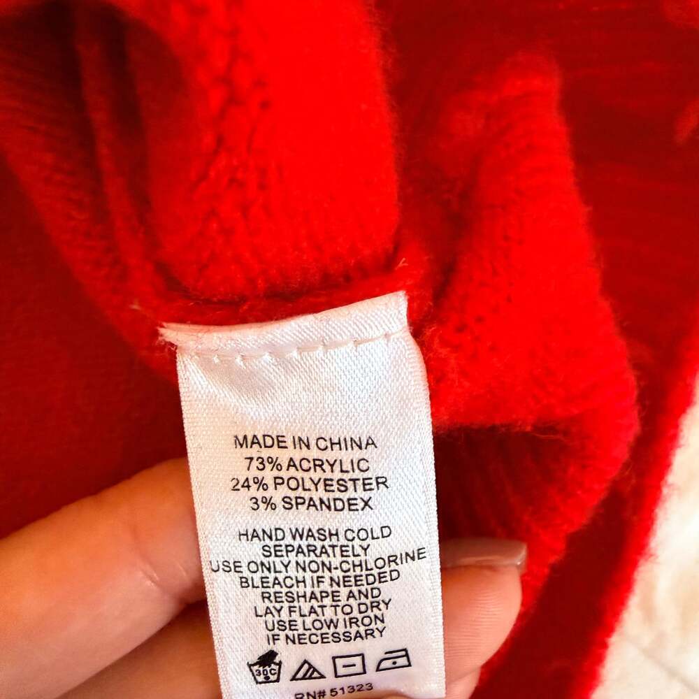 CeCe Merry Graphic Crewneck Sweater Red Holiday Pullover Size L - Picture 4 of 6